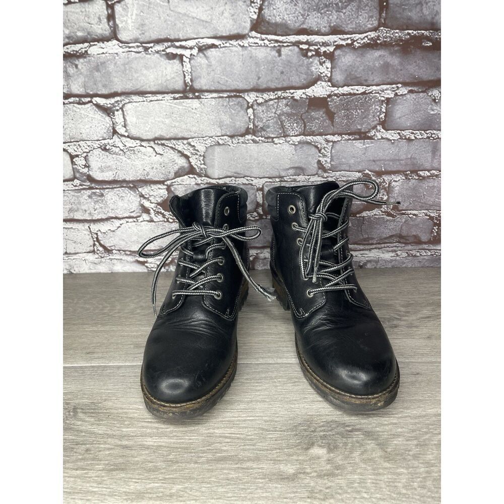 TAOS Footwear Black Leather Lace Up Ankle Combat Boots Women Sz 7.5M US/38EU - Picture 4 of 16